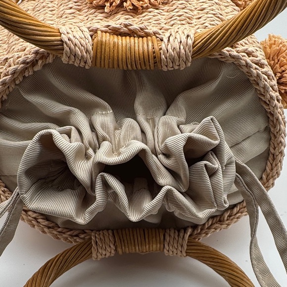 ZARA RARE Luxury Pearl Trim Basket Bohemian Blogger's Favorite Straw Bag - Picture 11 of 13